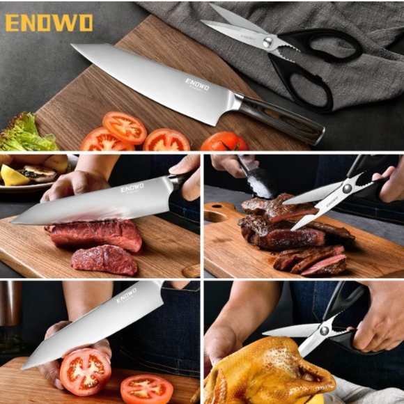 ENOWO:  2 pc  "MINIMALIST" - KNIFE & SCISSORS SET (Black) - Picture 3 of 9